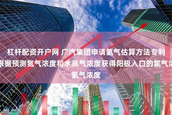 杠杆配资开户网 广汽集团申请氢气估算方法专利，根据预测氮气浓度和水蒸气浓度获得阳极入口的氢气浓度